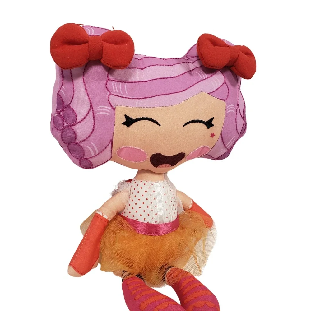 Lalaloopsy Rag Doll Plush Pink Hair Bows Orange Tutu Stuffed Animal Toy